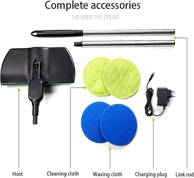 Cordless Electric Mop, 35dB Quiet Floor Cleaner with Dual Motor, Lightweight Spin Scrubber for Hardwood Tile Marble, Adjustable Handle, Rechargeable Polisher, Washable Pads，6 PCS Cleaning Cloths