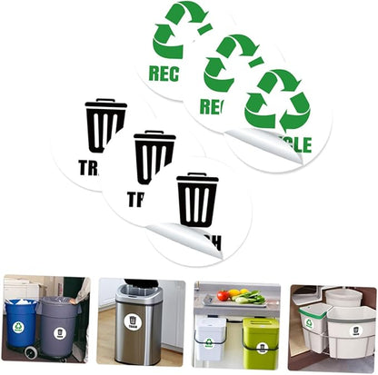 Veemoon 6-Piece Set of Self-Adhesive Garbage Classification Label Stickers Waste Sorting Stickers for Trash Cans and Containers Design for Easy Identification
