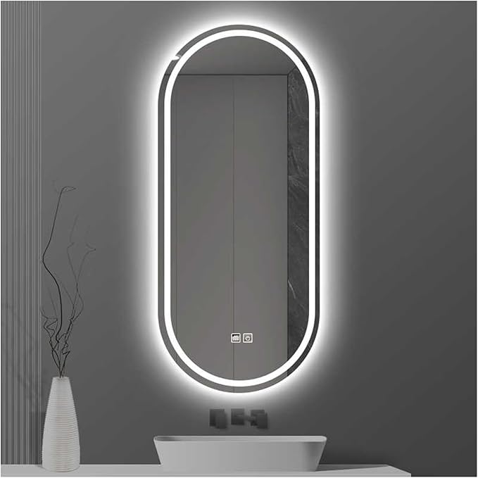 Bathroom Led Mirror ，Bathroom Mirror with LED Lights，LED Mirror for Bathroom，Backlit Bathroom Mirror ，Backlit Lighted Makeup Mirror，with Touch Sensor/Dimming/Demister pad(A,H100*W50cm/H39.4*W19.7IN)