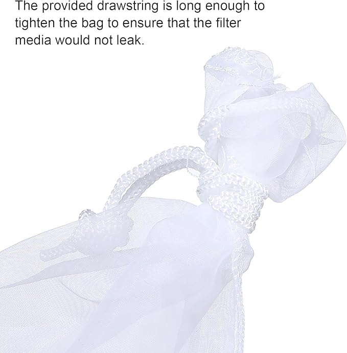 4 Pack Aquarium Filter Bags Fine Mesh Bag Filter Sock Nylon Aquarium Media Bag Reusable Extra Fine Filters Bags 180 Mesh Pouch Drawstring for Impurities Activated Carbon,White