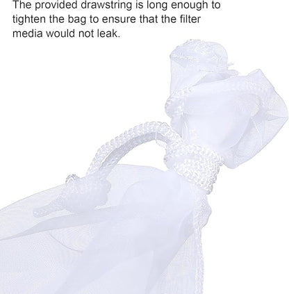 4 Pack Aquarium Filter Bags Fine Mesh Bag Filter Sock Nylon Aquarium Media Bag Reusable Extra Fine Filters Bags 180 Mesh Pouch Drawstring for Impurities Activated Carbon,White