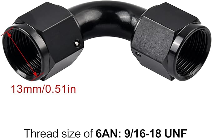 EVIL ENERGY 6AN Female to 6AN Female 90 Degree Swivel Coupler Union Fitting Adapter Aluminum Black 2PCS