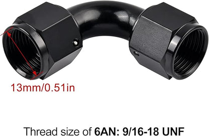 EVIL ENERGY 6AN Female to 6AN Female 90 Degree Swivel Coupler Union Fitting Adapter Aluminum Black 2PCS
