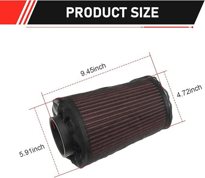 Air Filter Cover, Thickened Car Cold Air Intake Filter Dust Sock Cover, Universal for High Flow Air Intake Filters (Large, Black)