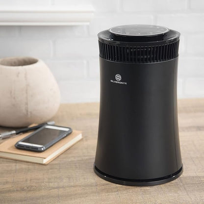 Air Purifier for Home Large Room – 5-in-1 HEPA Filter System, Covers Up to 500 Sq Ft for New Home for Allergies, Pets, Smoke, Remove Dust & Odor, Quiet, High Filtration Efficiency – SILVERONYX, Black