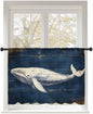 Sheer Curtains 54 Inch Length, Ocean Vintage Whale Semi Sheer Curtains Light Filtering Window Treatment, Summer Retro Wood Grain Privacy Voile Drapes for Living Room Bedroom 52x54 Inch