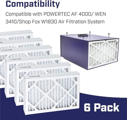 6 Pack 5-Micron Outer Air Filter Replacement Compatible with WEN 3410/ POWERTEC AF4000/ Shop Fox W1830/ Grizzly G0738 Air Filtration System. Compared to Part 90243-027-2