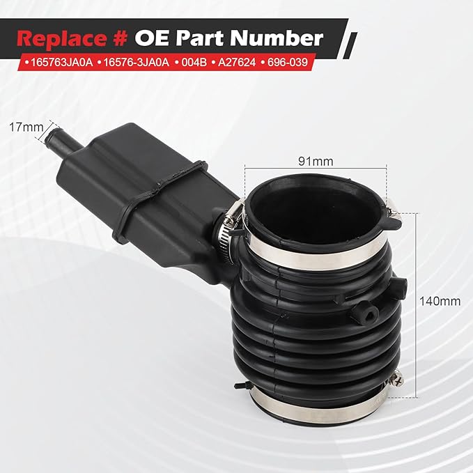 16576-3JA0A Engine Air Intake Hose for 2013-2016 Nissan Pathfinder 3.5L, 2015-2023 Murano / 2013 Infiniti JX35,2014-2016 QX60 Replaces# 165763JA0A, 004B, A27624，696-039 (165763JA0A, 1PCS)