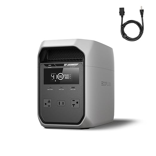 EF ECOFLOW Portable Power Station DELTA 3 Classic, 1024Wh LFP Battery, 1800W AC/100W USB-C Output, 1 Hr Fast Charge, Solar Generator for Home Backup, Camping & RVs (AC Cable Included)