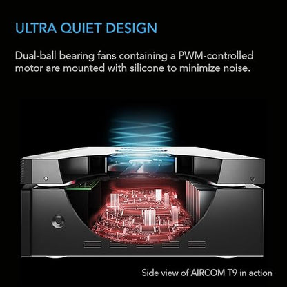 AC Infinity AIRCOM T9, Quiet Cooling Fan System 17" Top-Exhaust for Receivers, Amps, DVR, AV Cabinet Components