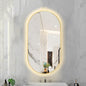 Oval LED Illuminated Bathroom Mirror, Wall-mounted Vanity Makeup Mirror with Demister Pad, 3 Dimmable Color Temperatures & Touch Control, Metal Frame Anti-Fog Lighted Wall Mirror ( Color : Golden Fram