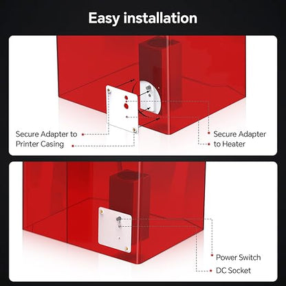 ELEGOO Smart Mini Heater for Resin 3D Printer, Intelligent Temperature Control, PTC Heating, Odor Filtering, 3D Printer Heater for Saturn 4 Ultra, Mars 5 Ultra and Most MSLA/DLP/LCD 3D Printers