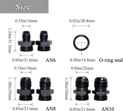 Inline Fuel Filter 100 Micron with 6AN 8AN 10AN Fuel Filter Adapter Universal 50MM, 1 set Inline fuel filter Black