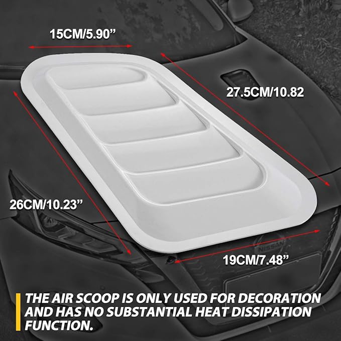 KaTur 1 Pair Universal Car ABS Decorative Air Flow Intake Scoop Turbo Bonnet Vent Cover Hood (White)