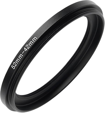 52mm to 42mm Step-up Adapter Rings Filter Adapter Black Metal Step Down Filter Ring Adapter Compatible with All Brand UV CPL ND Camera Lens Filter Stepping Rings (52mm-42mm)