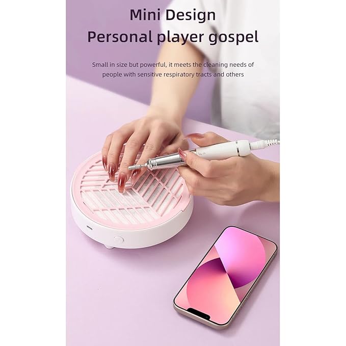 Nail Dust-Collector Filter for Nail Techs, Rechargeable Nail-Dust-Collector Sheets, Low Noise & Ergonomic Handle Design, Powerful Nails-Fan Nails-Tech-Must Haves for Gel Polish, Salon & Home Use