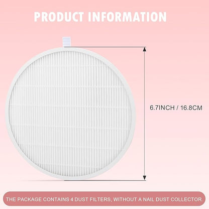4 Pack Reusable HEPA Filters for MelodySusie Nail Dust Collector, Compatible with SPro/XC320J, Home or Salon Use