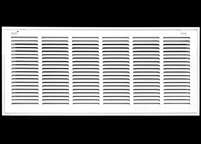 HVAC Premium 28 x 12 Duct Opening Steel Return Air Filter Grille, for 1-inch Filter, Removable Door, Flat Stamped HVAC Vent Cover Grille, Outer Dimensions 30.5 x 14.5