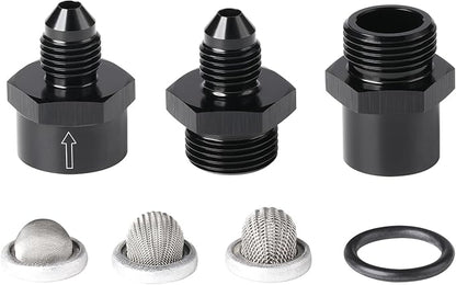 3AN Inline Fuel & Oil Feed Filter Set with 30 80 150 Micron Elements Aluminum Black