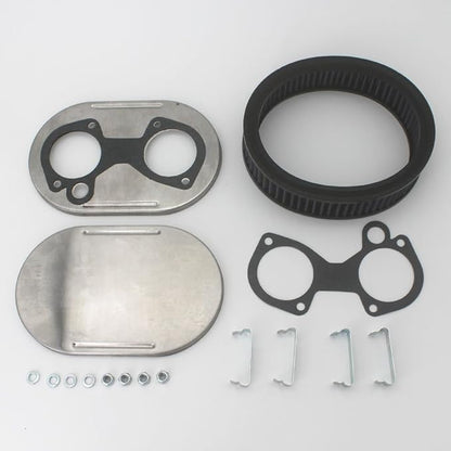 KIPA Air Filter assembly For arbuertor DCOE 40DCOE 45DCOE 48DCOE 40 45 45 mm Stainless Plate washable filter element 1 3/4" Tall With Mounting gasket hardware 56-1310 OEM # 99217.517 99217517