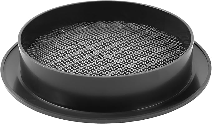 Vent Systems 5'' Inch - Black - Soffit Vent Cover - Round Air Vent Louver - Grill Cover - Built-in Mesh Screen - HVAC Vents for Bathroom, Home Office, Kitchen