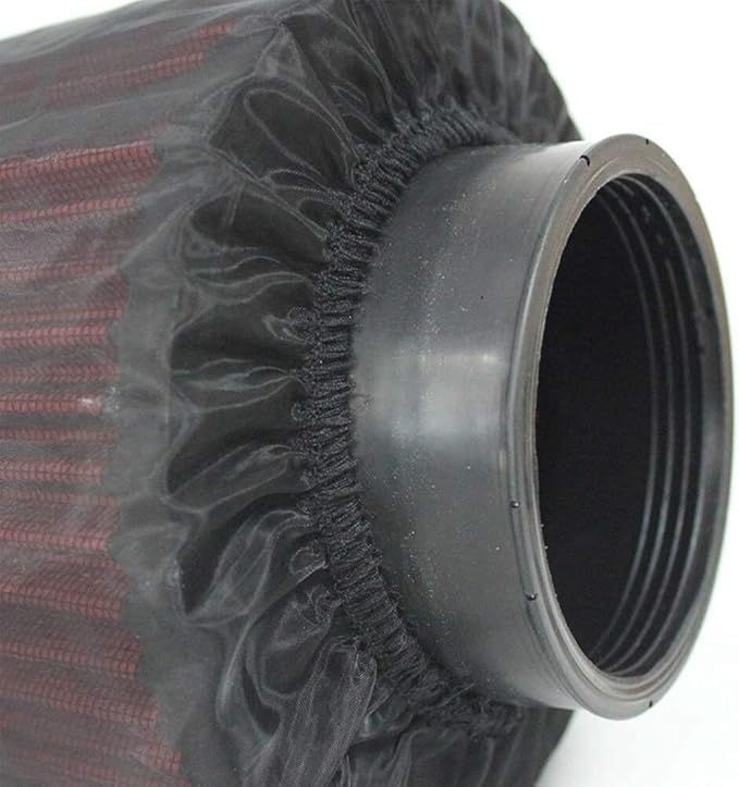 Car Intake Filter Mesh Cover Polyester Cloth Oilproof And Dustproof Cover Cold Air Filter Protector Cover Rain Sock Protective for Motorcycle Automotive (Type B Black)