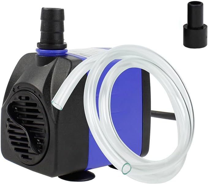 AQUANEAT Small Fountain Pump, 265 GPH Submersible Water Pump with 3.3 ft Tubing, for Aquarium Fish Tank, Pet Water Fountain, Hydroponics, Pond Waterfall Filter Pump