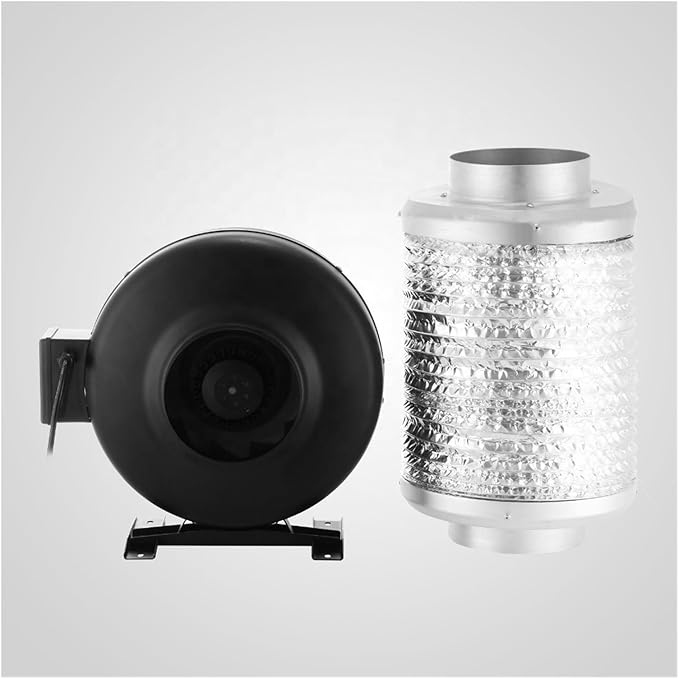 6" Inline Exhaust Fan Carbon Filter Kit Air Blower Scrubber Odor Control Wide Application