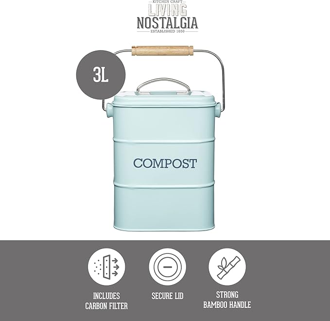 Kitchen Craft Living Nostalgia Vintage Blue Compost Bin LNCOMPBLU