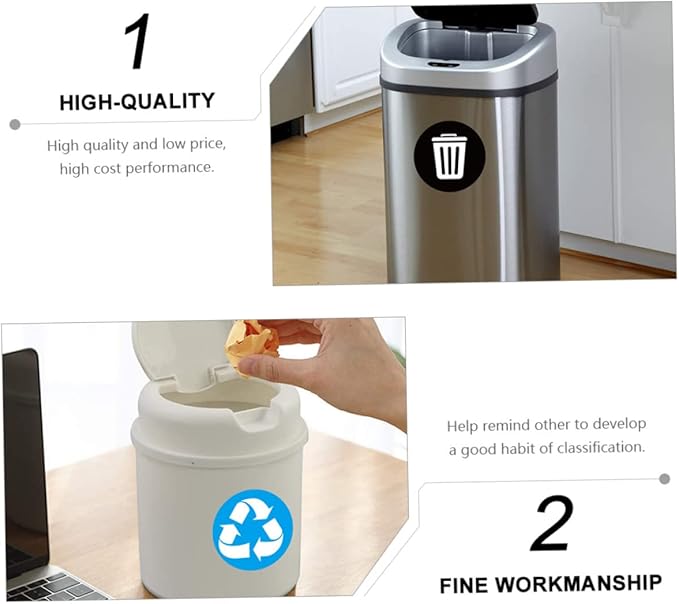 DECHOUS Reminding Waste Sorting Habits 6 Adhesive PVC Stickers for Garbage Can Decor