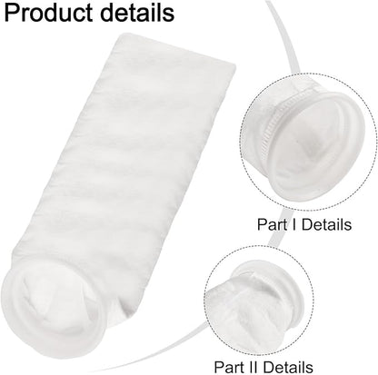 Filter Bag PP Non-Woven for Treatment, 25µm 50µm 100µm 150µm, Reusable Thermal Fixed Wool Monofilament Fabric, White Ø 105 mm x 380 mm(150µm-1pc)