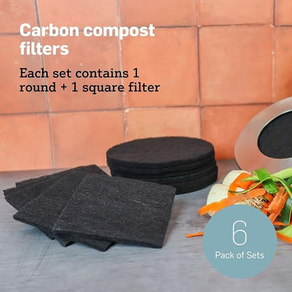 Epica 12 Pack Charcoal Filter Replacement for Countertop Compost Bin | 2-in-1 Compost Bucket Filter Removes Odors | 6.5'