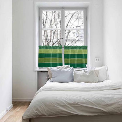 Farm Retro Green Wood Grain Window Valance Curtains, Rustic Wooden Plank Texture Light Filtering Kitchen Valance with 3-inch Rod Pocket for Living Room Bathroom Bedroom,2 Panel,27.5x36In