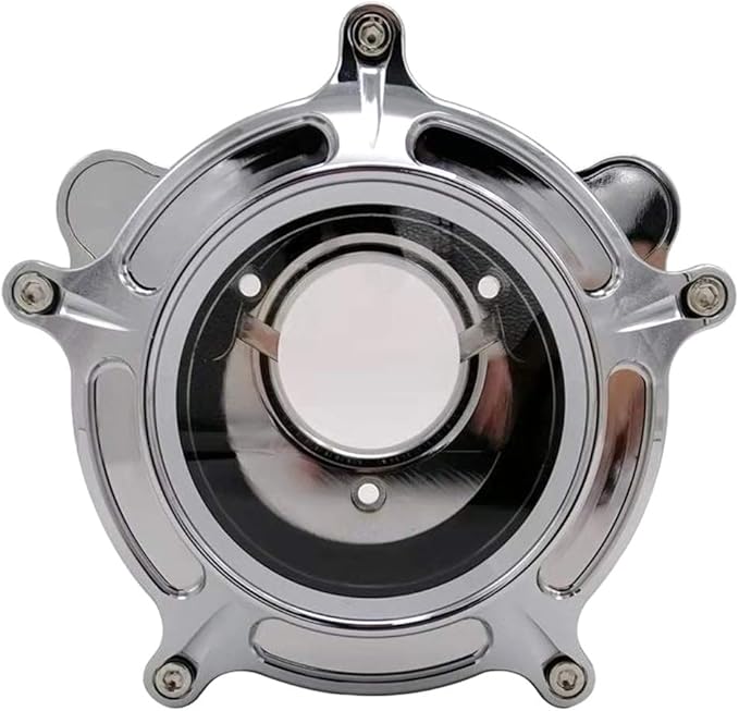 Harley Air Cleaner Chrome See Through Intake Filter Kit Cnc Cut for Motorcycle Dyna 2000 - 2017 Softail 2000 - 2015 Touring 2000 - 2007 Fitment - B (Gray)