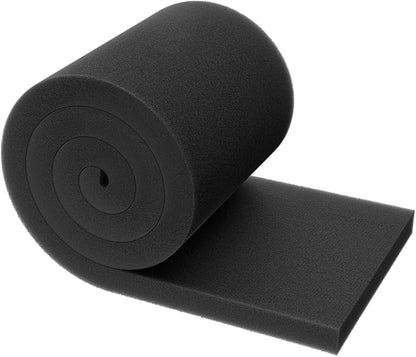 Pawfly Aquarium Filter Media Pad for Fish Tank Filters Aquarium Filter Media Sponge Filter Floss Roll for Sumps Ponds Hydroponics Black Foam Floss for Water Filtration, 72" L x 12" W