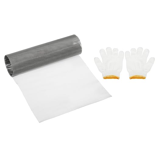 PATIKIL 40" L x 16" W Woven Wire Mesh, 60 Mesh 304 Stainless Steel Air Vent Filter Screen with Gloves for Window Security Vent Cover Filtration Animals Fence