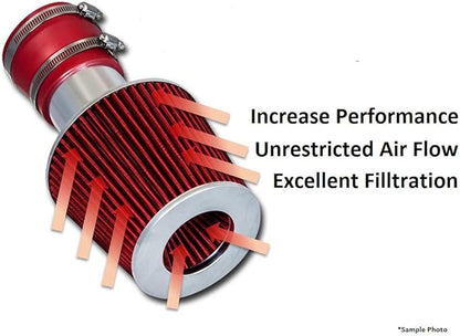 Short Ram Air Intake Kit & Red Filter Combo Compatible for 97-01 Honda Prelude (All Model) / 98-02 Accord L4 Engine