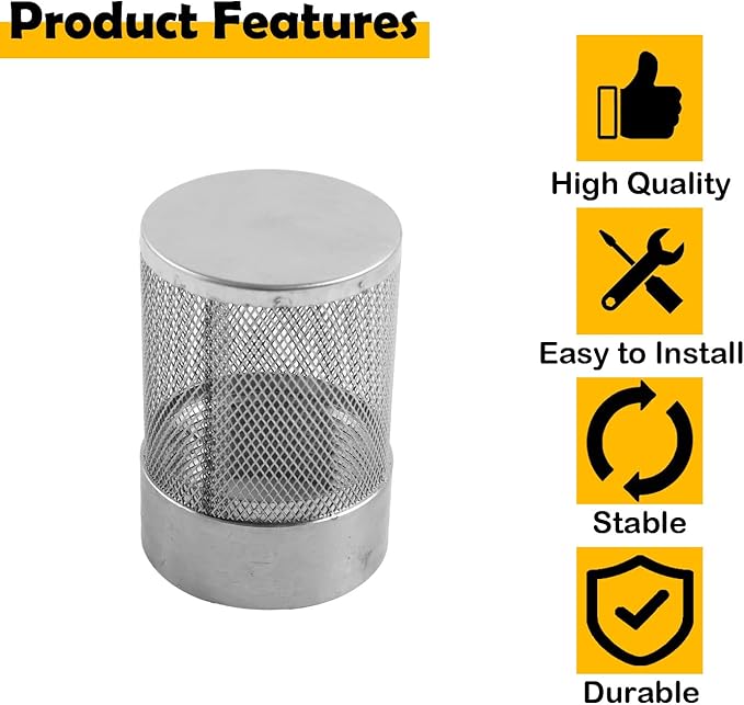 Dia Hose Inlet Suction Strainer Filter, Stainless Steel Water Pump Filter for Garden Irrigation, High Pressure Water Pump, Sprayer & Plumbing Systems (53mm)