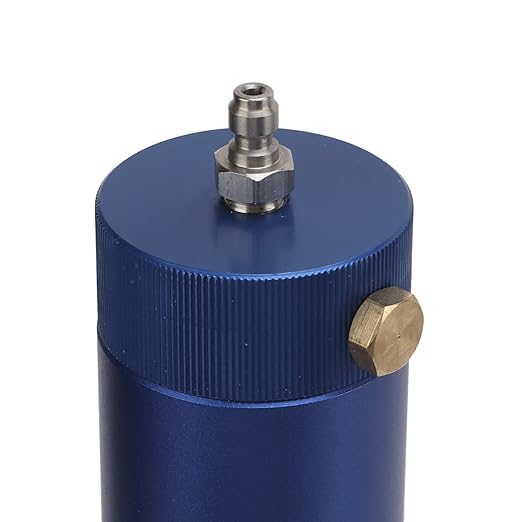 High Pressure Air Filter Oil Water Separator, Compressor Filtration System, 4500psi Aluminium Alloy L340mm OD50mm Blue, Oil Water Filter with Safety Valve for Diving and Industrial