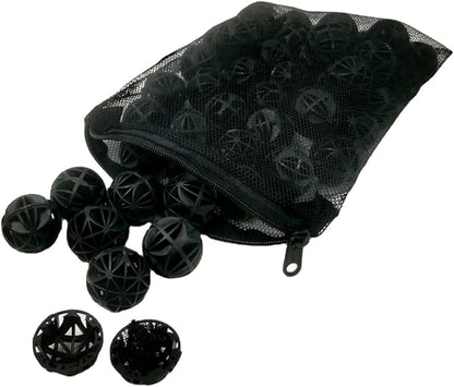 CNZ® 50pcs Black Aquarium Fish Tank Filter Bio-Balls Filtration Media, 1-inch (1-Pack)