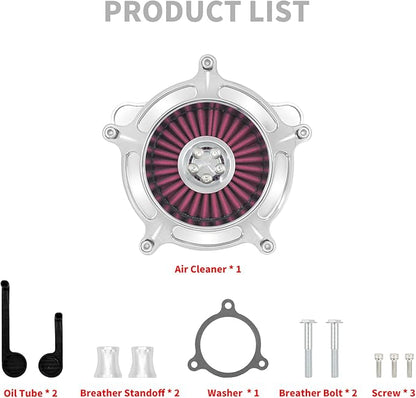 HDBUBALUS Motorcycle CNC Spike Air Cleaner Air Filter Intake System Filter (D-For M8 Touring 17-23,Trike 17-25,Softail 18-24)