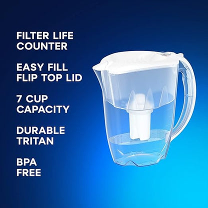 AQUAPHOR Water Filter Pitcher Ideal 7 Cup with 3 x B15 Filters - White