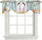 Easter Tie Up Valance Curtains for Windows, Kitchen Curtains Window Shades, Spring Watercolor Bunny Eggs Wood Grain Teal Blue Light Filtering Roman Curtain Valances for Bedroom/Bathroom/Cafe 54"x18"