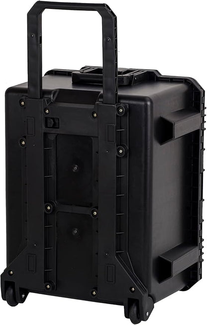 MEIJIA Portable All Weather Waterproof Rolling Hard Camera Case with Customizable Fit Foam and Wheels, 24.6"X19.7"X14.4",Elegant Black