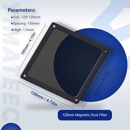 Dust Filter PC 120mm for Computer Cooler/PSU/Routers Nylon 80 Mesh, Magnetic Frame PC Fan Dust Mesh PC Cooler Filter Dustproof Computer Fan Grills (Nylon, 120 * 120mm, 10pcs, Black)