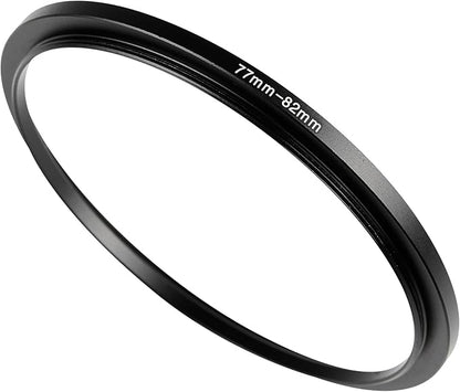 77-82mm Metal Step-Up/Down Ring Adapter Compatible with Mirrorless Cameras DSLR Lens, UV CPL ND Filter Thread Converter, Black