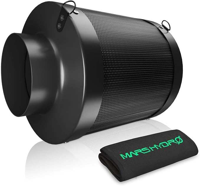 MARS HYDRO 6 Inch Carbon Filter, Inline Air Filter Odor Control with Australian Virgin Charcoal, Carbon Filter for Inline Fan, Grow Tent, Hydroponics, Pre-Filter Included, Reversible Flange