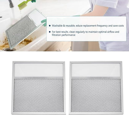 Range Hood Aluminum Grease Filter with Light Lens – 2 Pack, 11 x 12 x 3/8 Inches, Compatible with Air-O Hoods 1200 & Other Brands, Replacement Filters for Kitchen Exhaust Ventilation