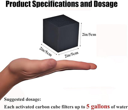 Aquarium Filter Cube with Activated Carbon – 2 Pack Reusable 2" Filter Media for Betta Fish Bowls, Nano Tanks & Small Aquariums, Improves Water Quality & Clarity