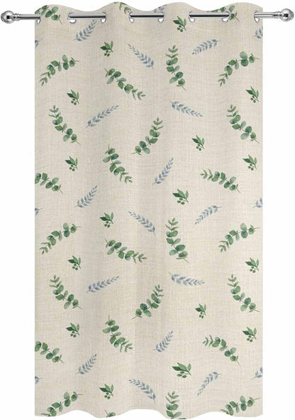 Leaf Outdoor Curtains for Patio Summer Jugal Leaves Pastoral Plant Linen Waterproof Outside Curtains with Grommet Top Weatherproof Curtain for Cabana Pergola Gazebo, 1 Panel, 54" W x 84" L